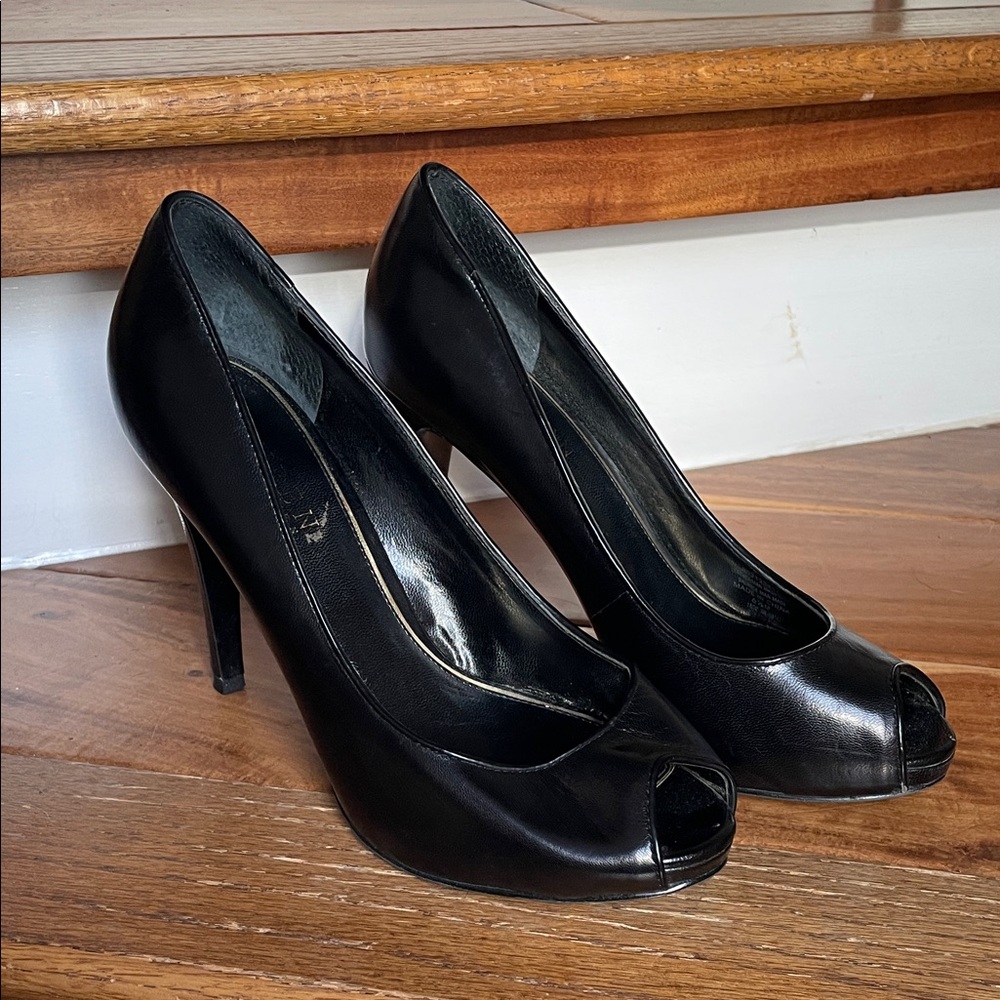 Ralph Lauren Black Peep-Toe Heels